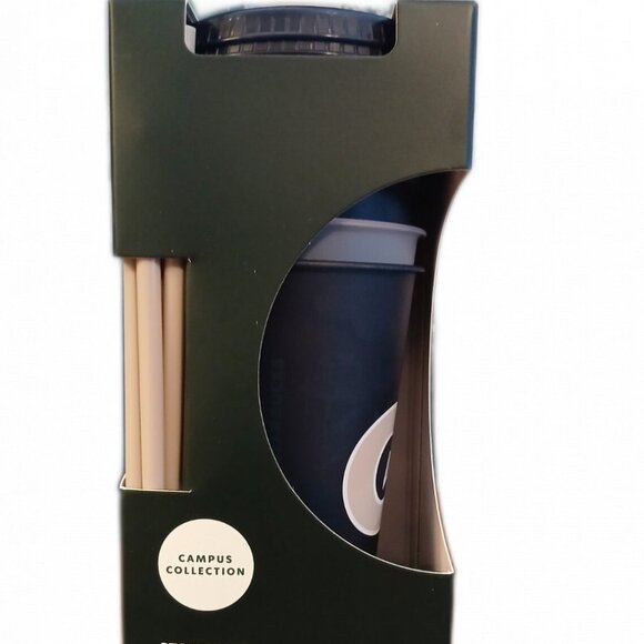 Starbucks Campus Collection GEORGETOWN HOYAS 5 PK Plastic 24 Oz Cups Lid/Straw - Picture 1 of 7